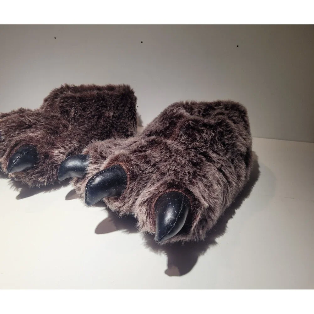 George Plush Brown Bear Paw Slippers Claw House Shoes – Size S/M #103